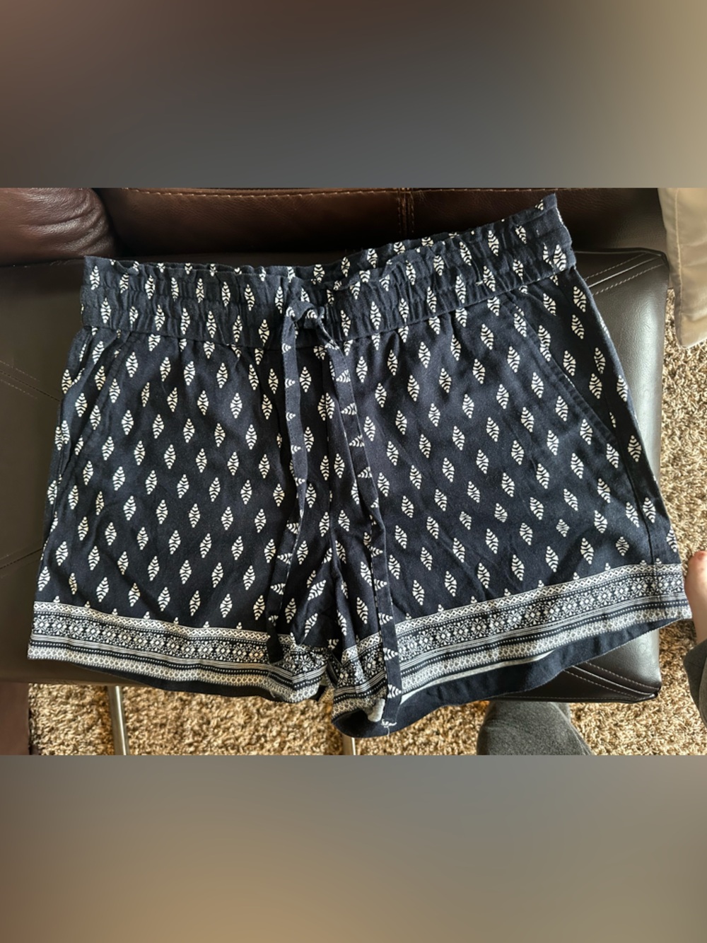 LOFT Navy Printed High-Waist Women’s Shorts